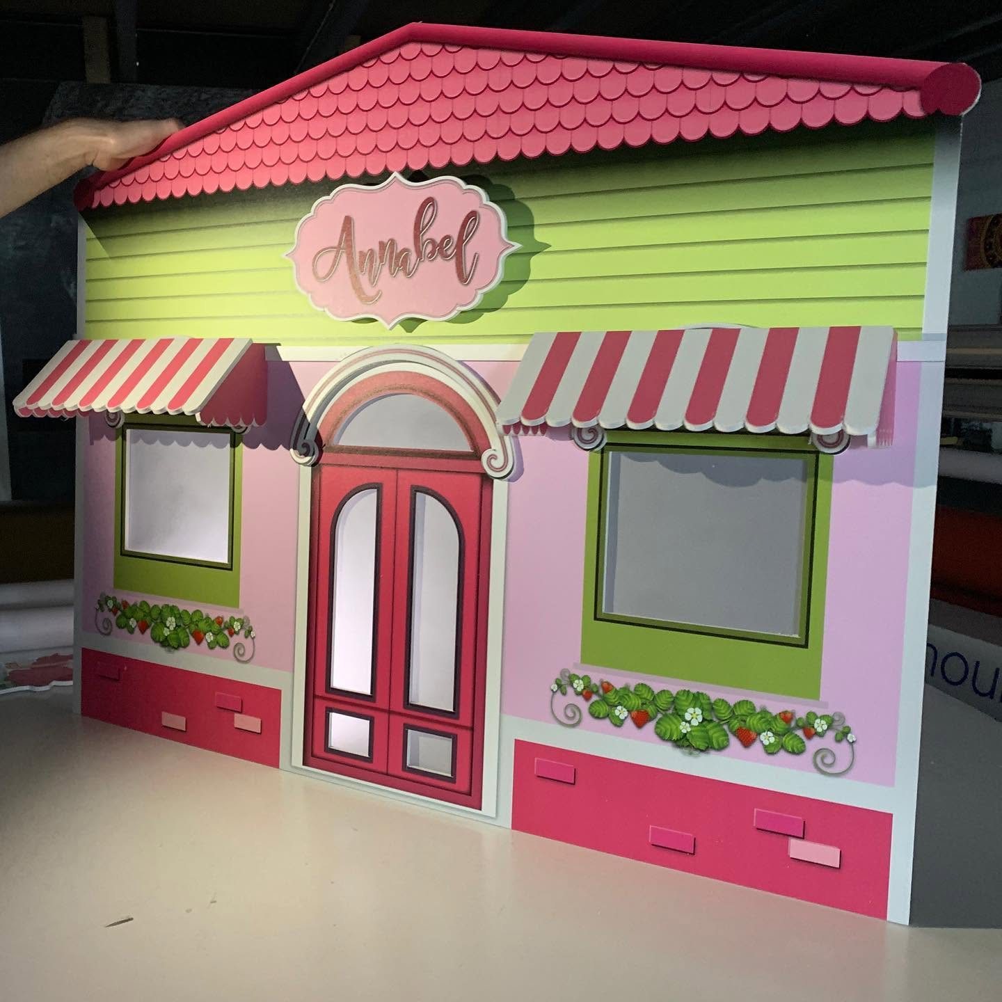 The layered storybook house front finished in our Uxbridge studio before install