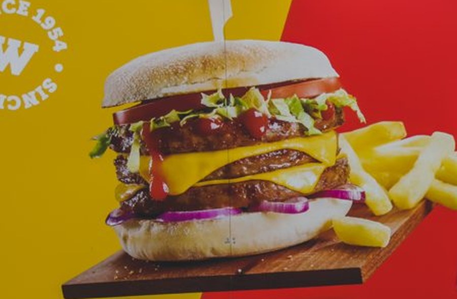 Sharp close up of a printed burger graphic from a high resolution file