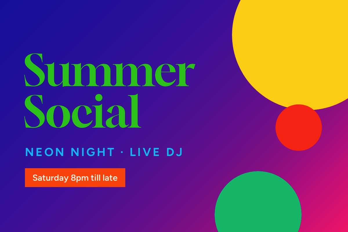 The same poster simulated in CMYK print, with a softer green headline and a deeper purple blue background