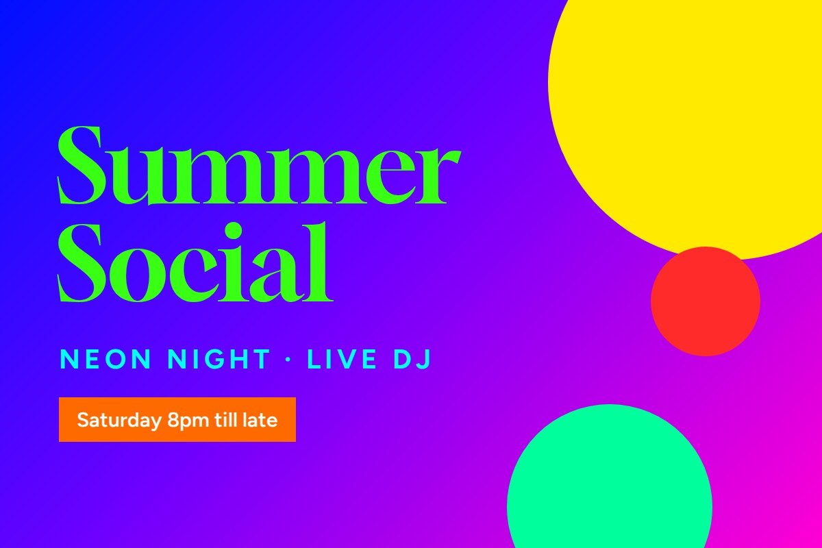 Bright RGB event poster with a neon green headline on an electric blue background