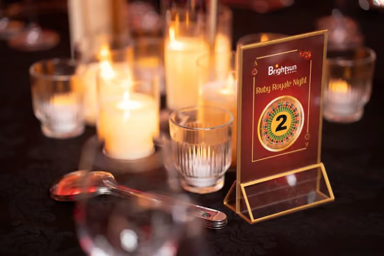 Candlelight and a Ruby Royale Night table number