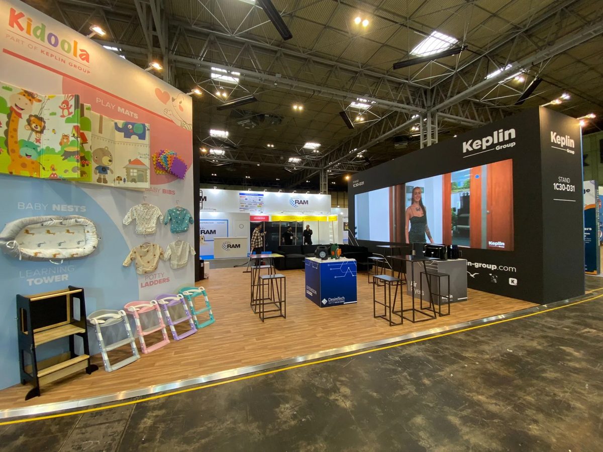 Kidoola graphics wall and Keplin Group black stand wall with LED screen