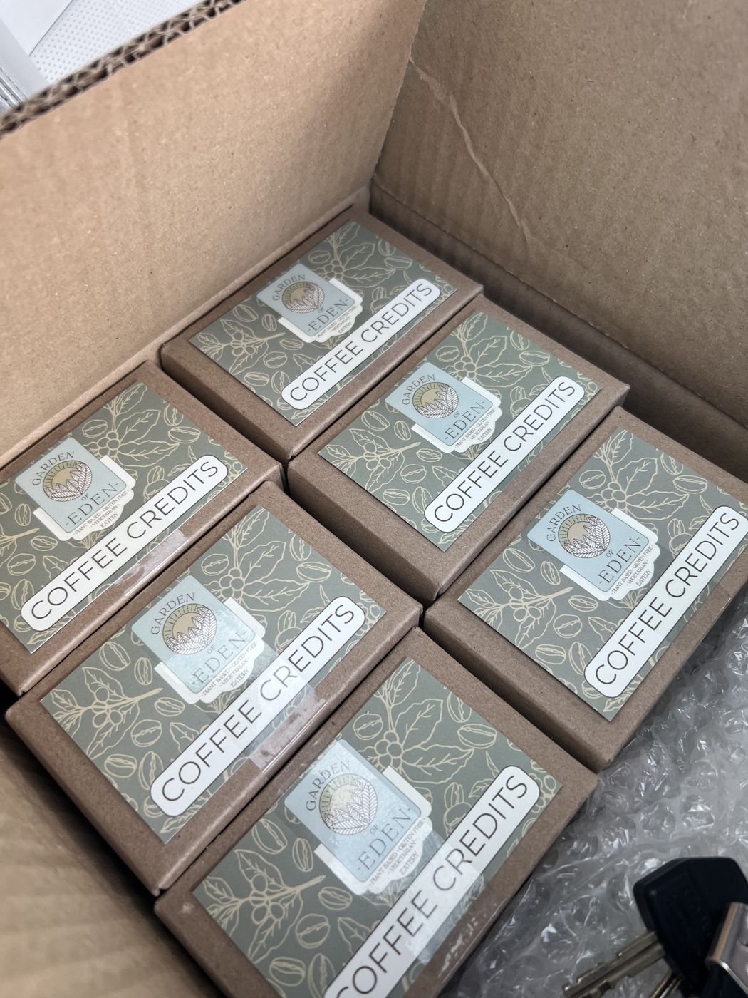 Printed coffee credit packs