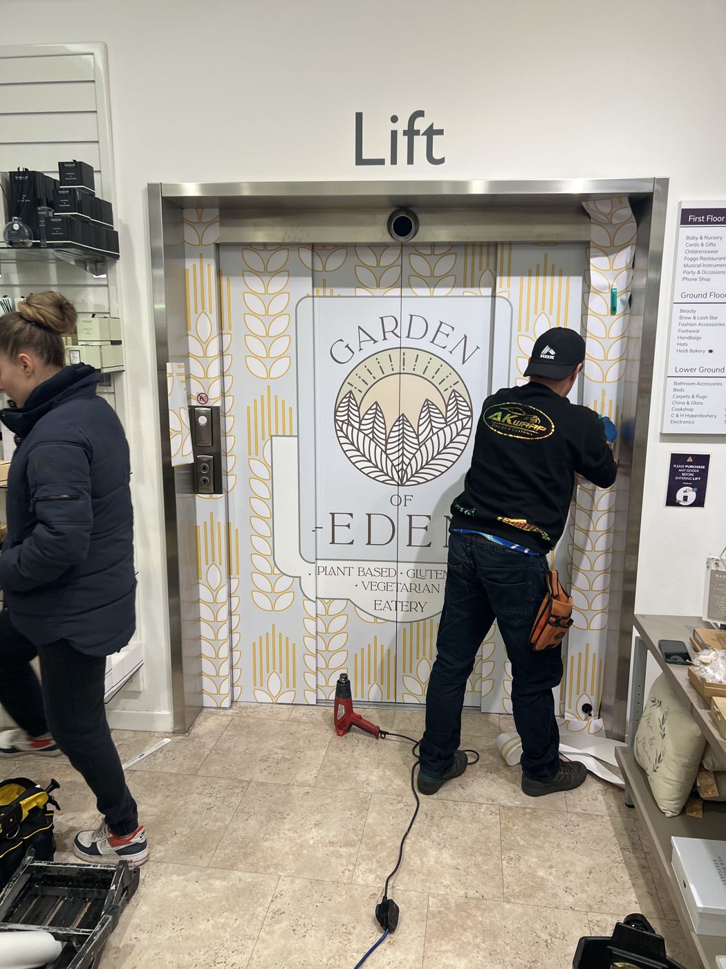 Finishing the lift doors on site