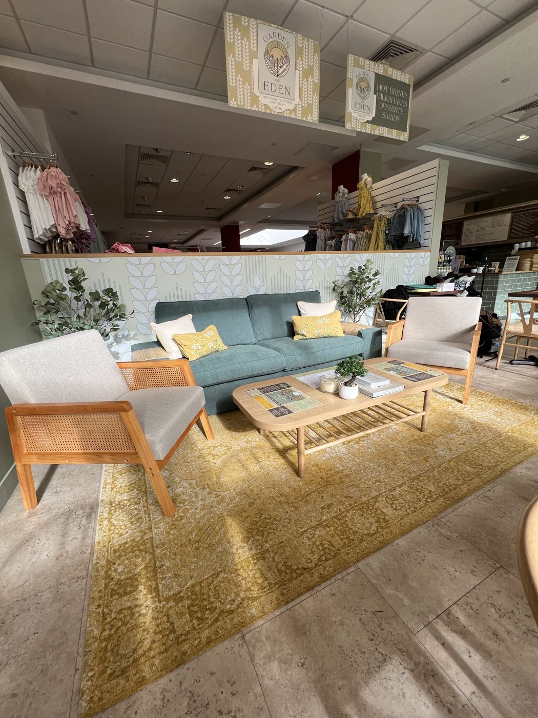 The lounge with the Garden of Eden wall sign