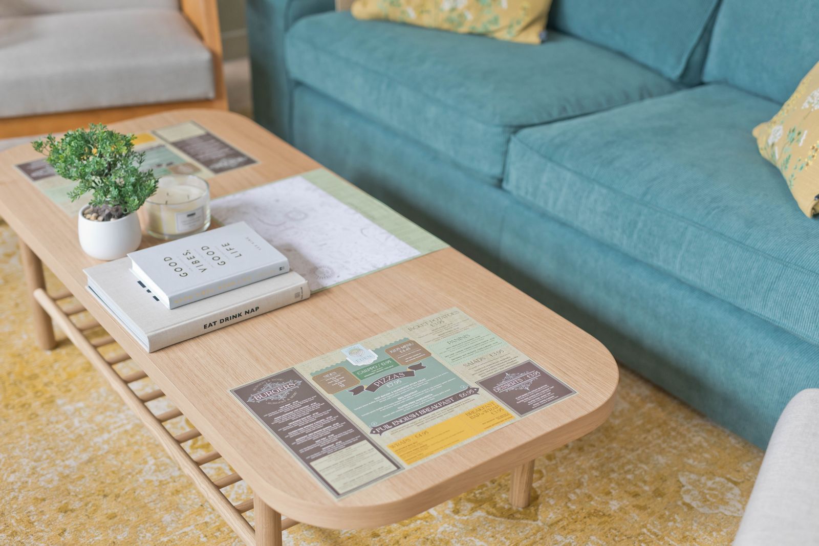 Menus on the lounge coffee table