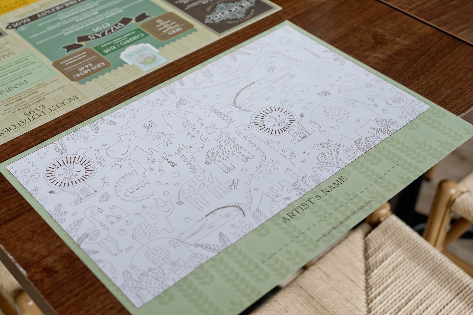Colouring placemat for young diners
