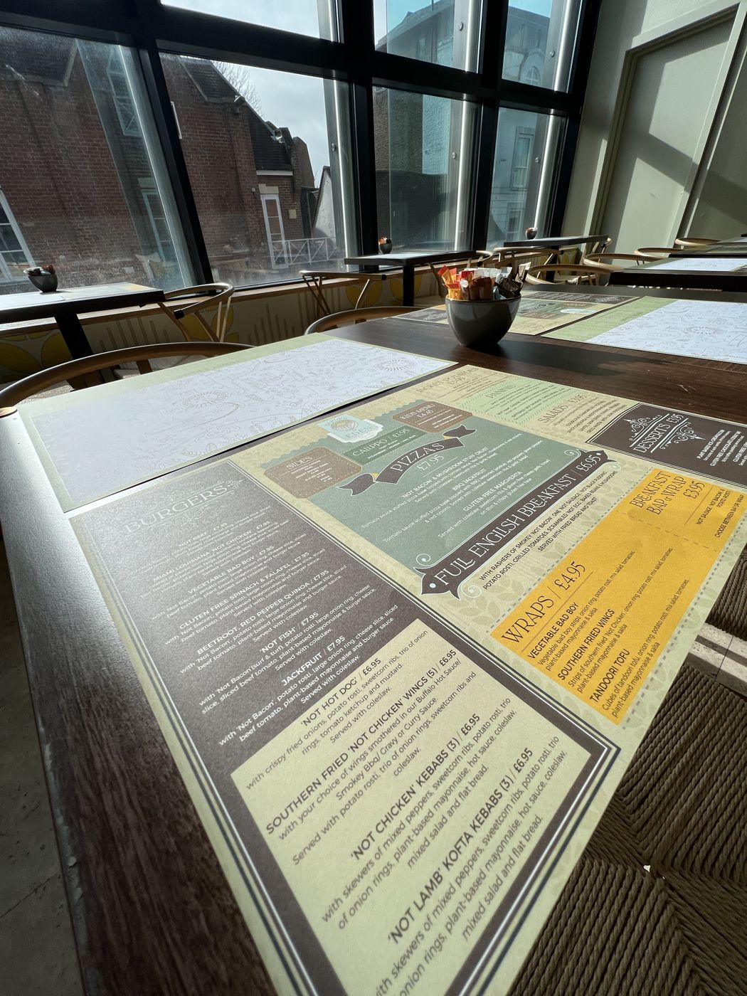 Printed table menus