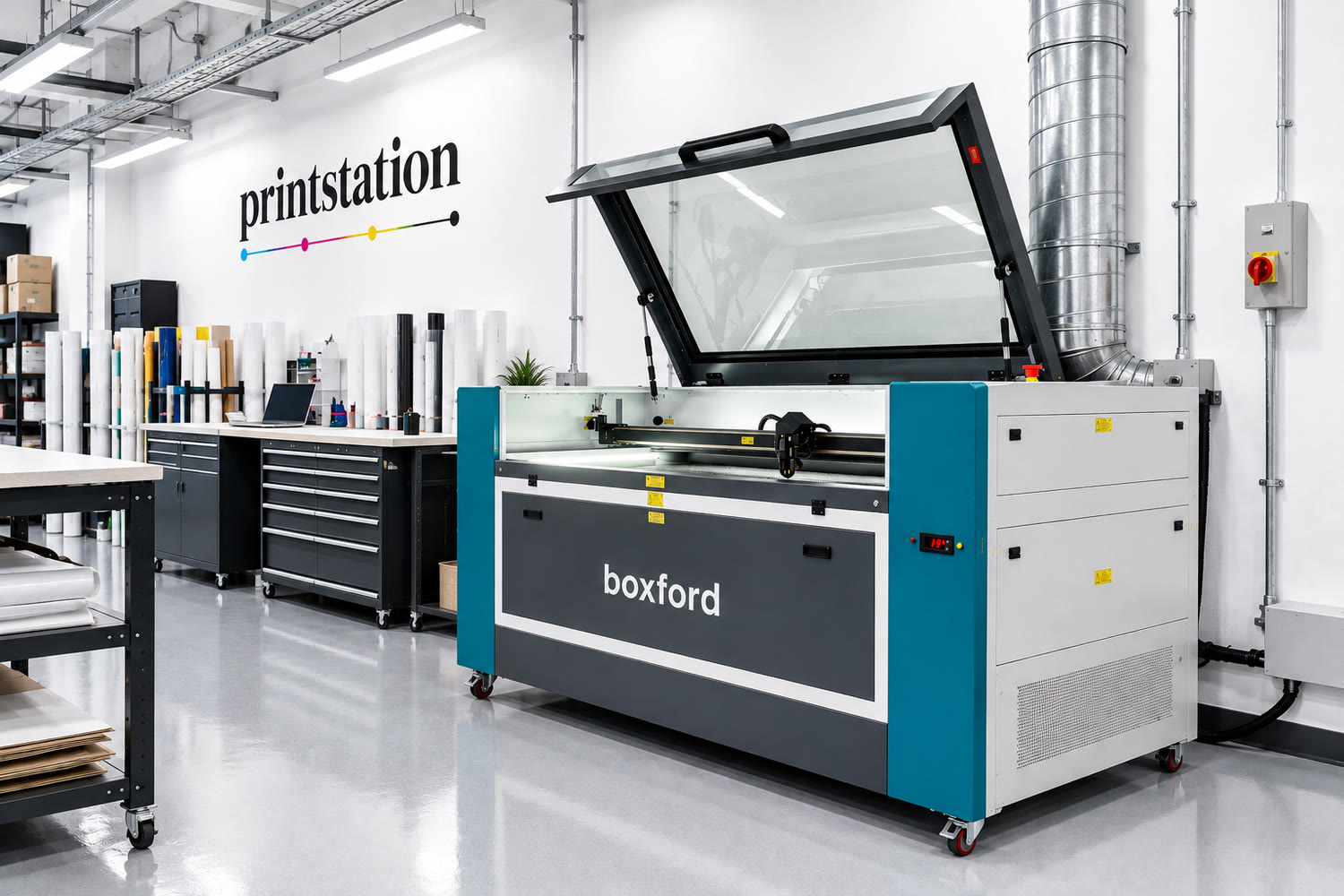 The Boxford BGL1390 laser cutting machine at Print Station, Uxbridge