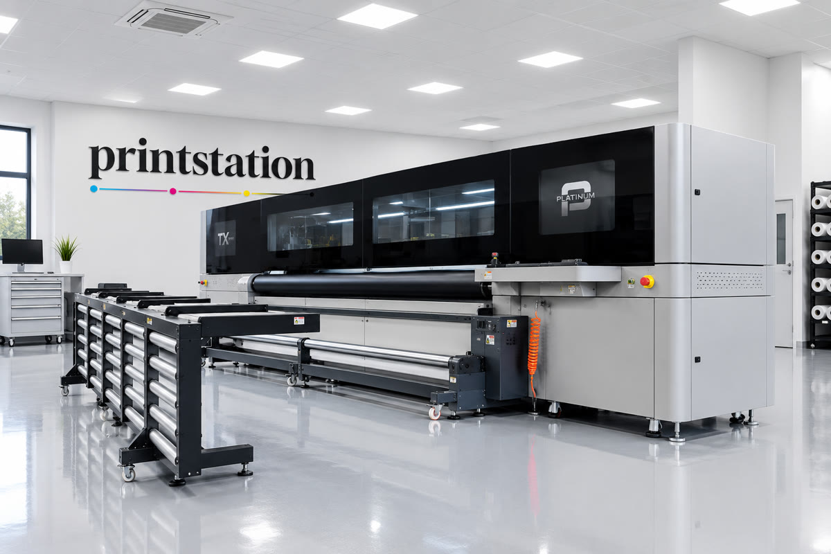 The Liyu Platinum Q3-XL hybrid roll to roll and flatbed printer at Print Station, Uxbridge