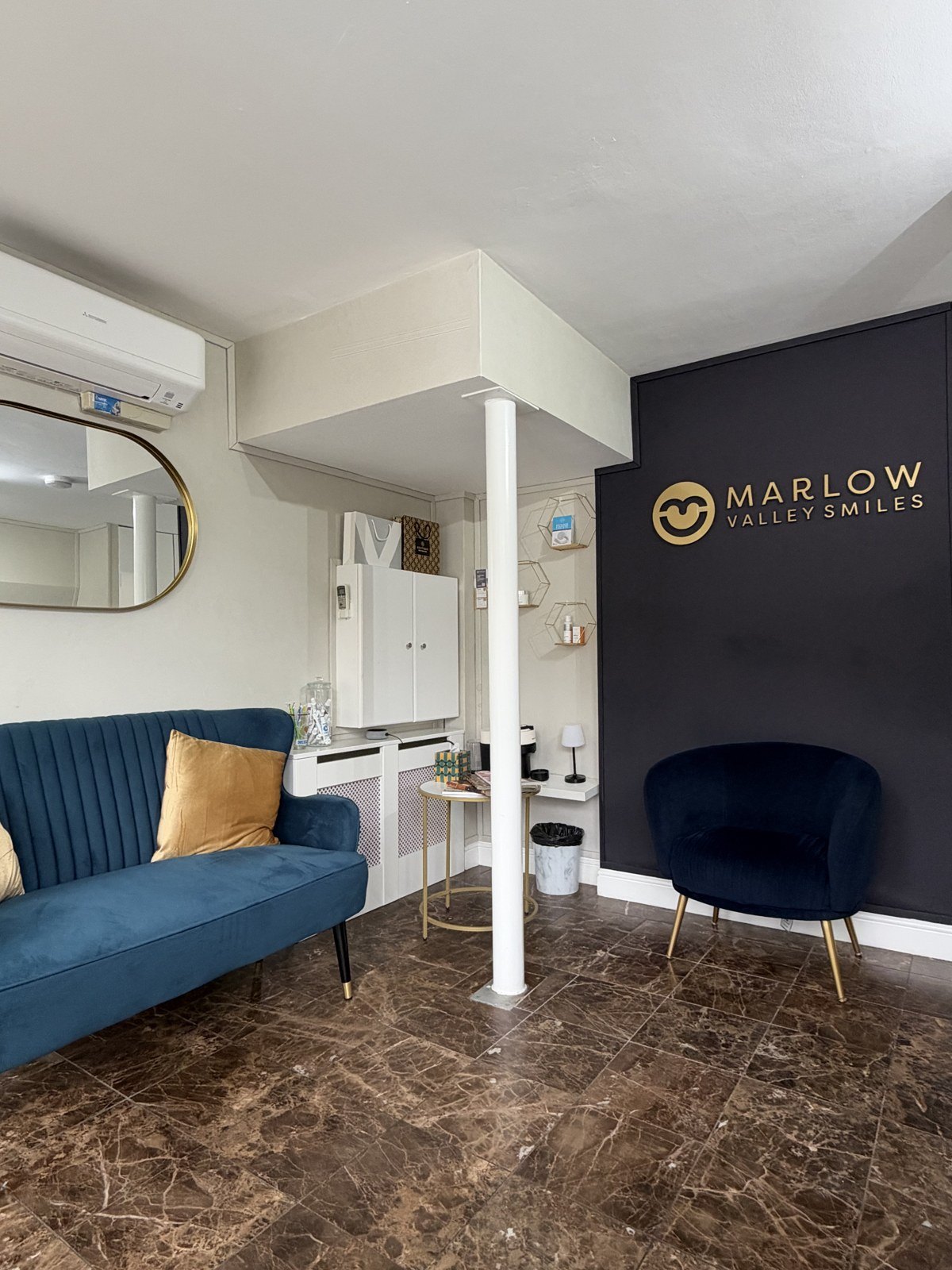 The refreshed waiting area with clean, blemish free walls