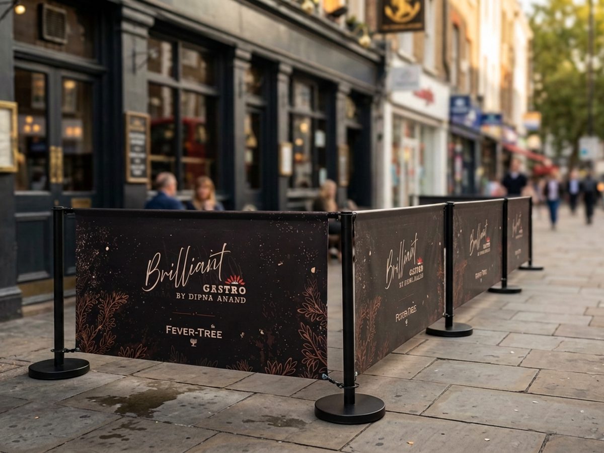 Printed Brilliant Gastro cafe barrier banners outside a London pub