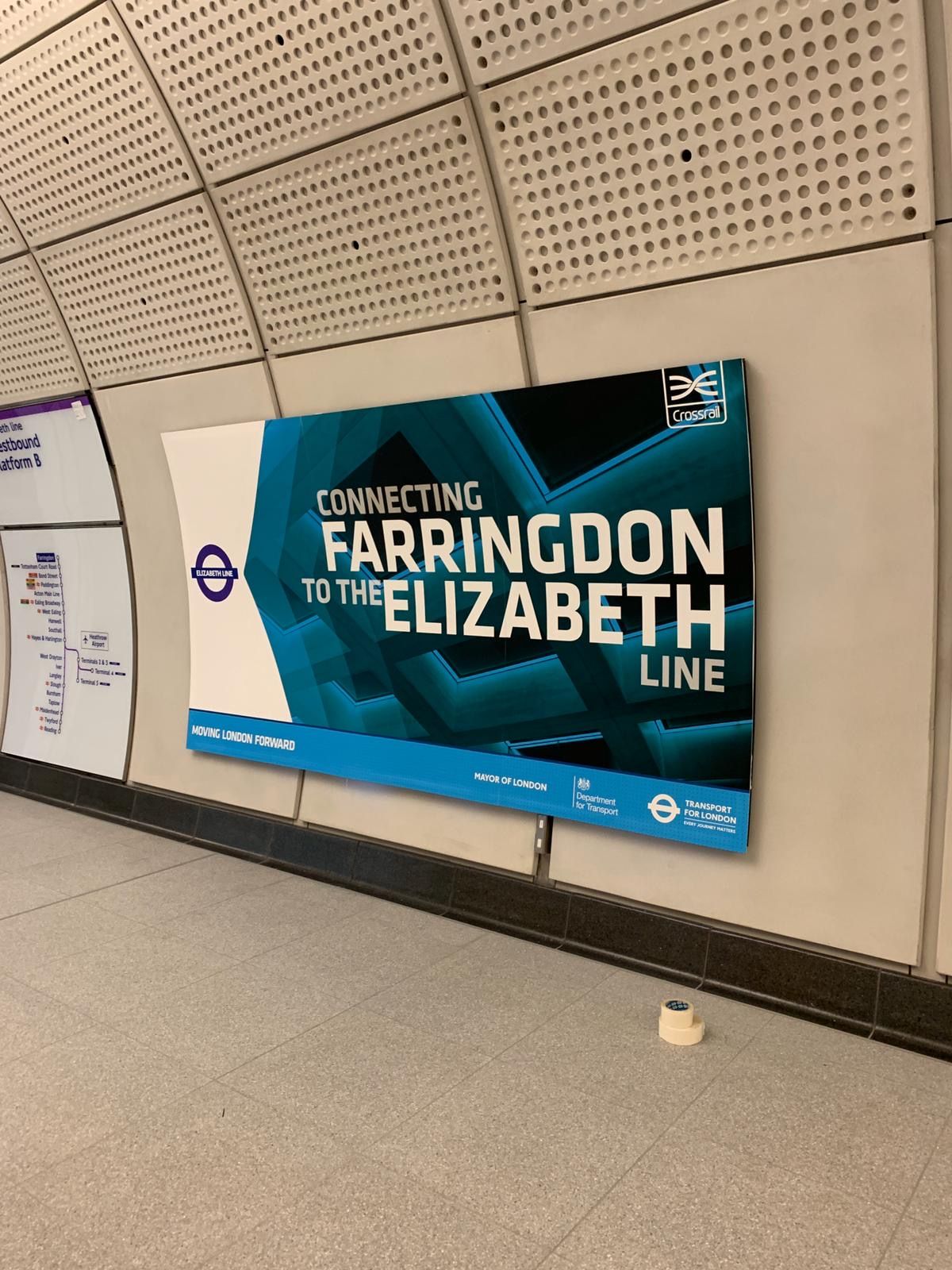 Connecting Farringdon to the Elizabeth line foamex poster