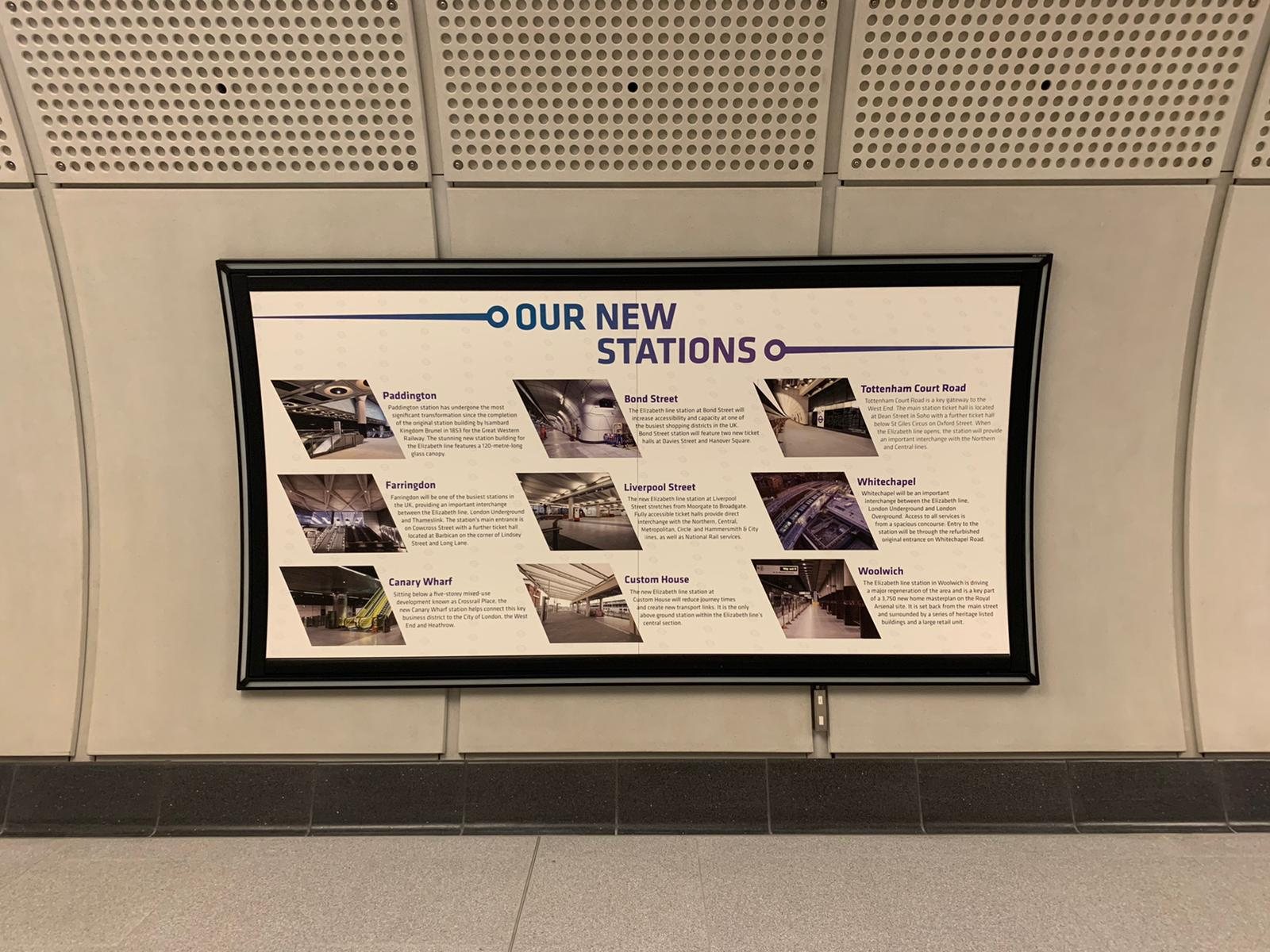 Our New Stations poster showcasing nine new central London stations