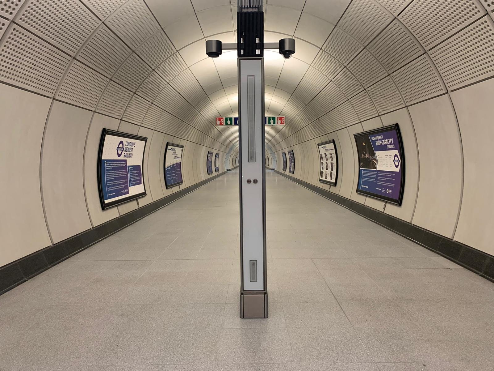 A brand new platform tunnel lined with our posters on both sides